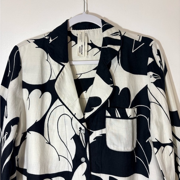 Cecilia Pettersson for Anthropologie Flannel Button-Down Pajama Top Size Small - Picture 3 of 13